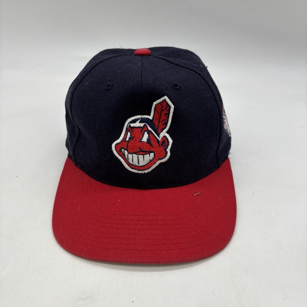 Vintage Cleveland Indians Snapback Hat Chief Wahoo Retro Throwback Wool